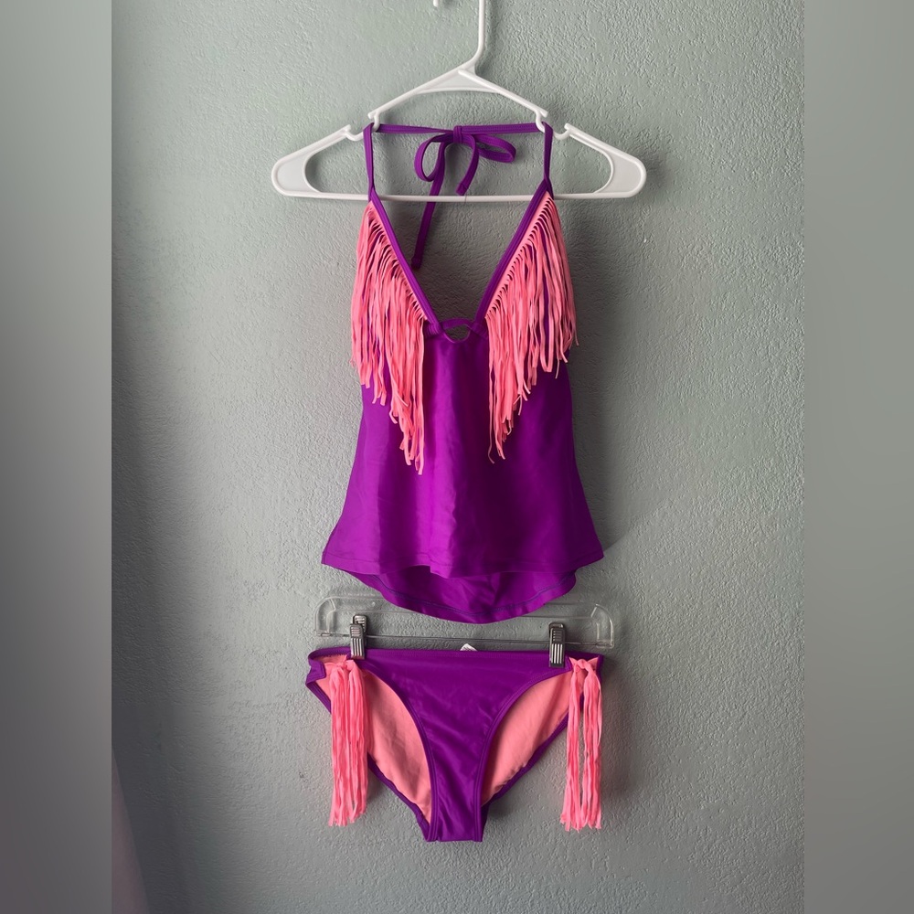 OP fringe halter tankini
